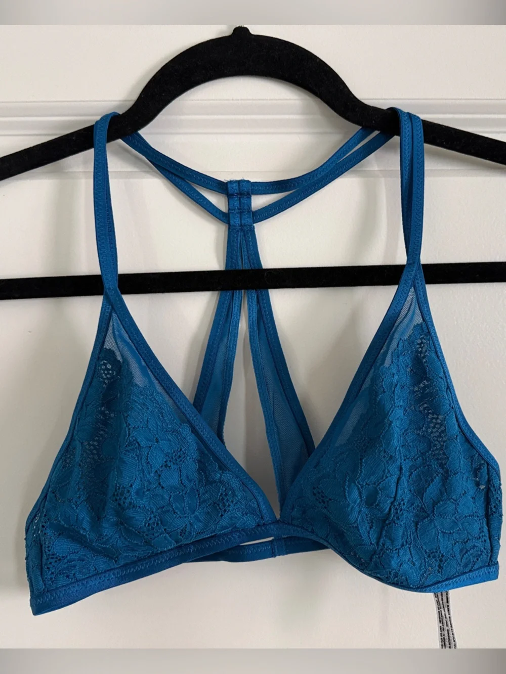 Free People Teal Blue Lace V-Neck Mini Dress